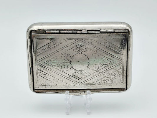 Vintage Rhombus Pattern Snuffbox | Engraved Flower Motif Cigarette Case Tobacciana USSR