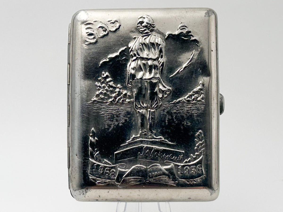 Vintage Cigarette Case Maxim Gorky Monument |  Metal Pocket Box Soviet Tobacciana USSR