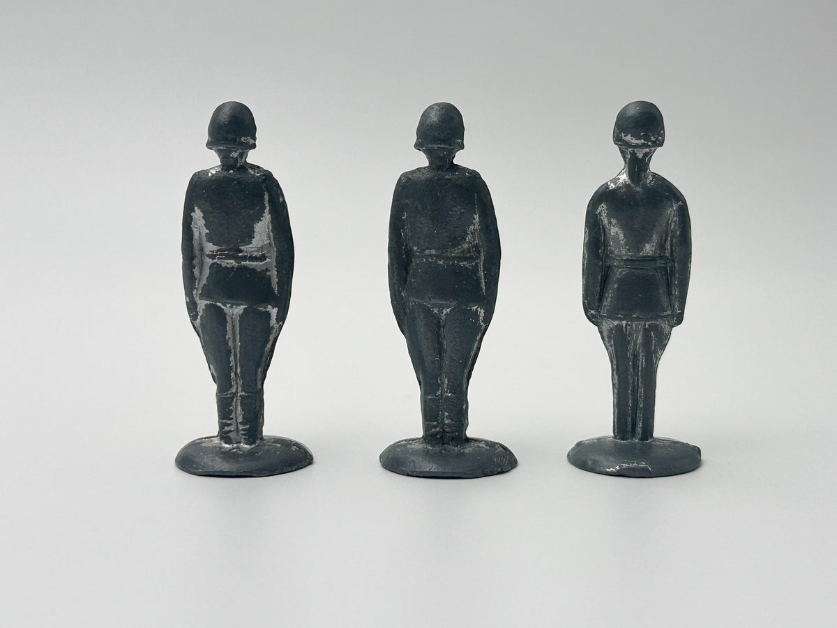 Vintage Soviet Metal Toy Soldiers "Stolbiki" Trio | USSR Zamak Cast Figures BAZ